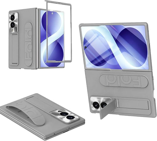 for Samsung Galaxy Z Fold 8 Case with Wristband Stand, Built-in Screen & Lens Protection Shockproof Full Body Drop Fall Protection.(Grey)