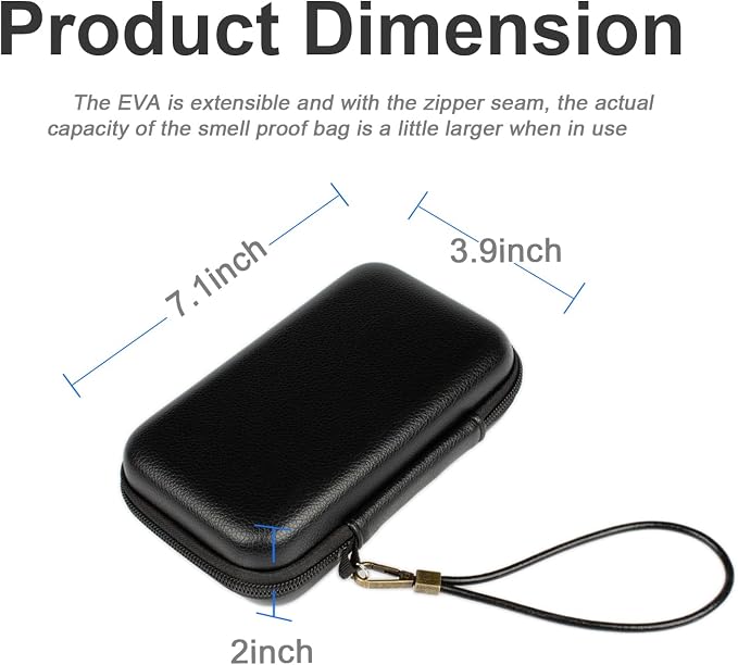 Portable Travel Organizer Case, Waterproof Hard Shell Electronics Carrying Case for Small Tech Gear, 7.1x3.9 inch Black - Fits in Purse, Ideal for Commute, Business Trips & Travel (Case Only)