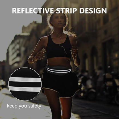 Running Belt Fanny Pack, Running Waist Pack for Women & Men USA Patented Hands-Free Reflective Runner Pouch Belt Fitness Workout Bag No-Bounce Adjustable Sport Travel Fanny Pack Cell