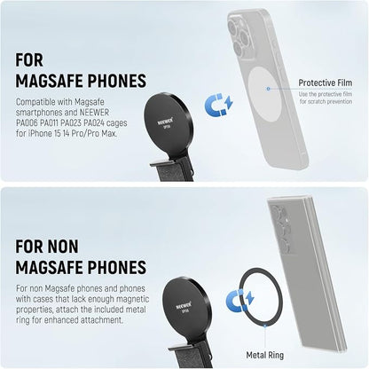 NEEWER Magnetic Continuity Camera Mount for Desktop Monitor, Arca Type Base Tri Fold Desk Phone Webcam Mount Stand Holder, Compatible with MagSafe iPhone iMac Apple TV 4K Mac Laptop Samsung, SP08