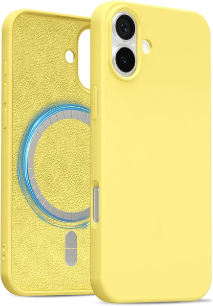 for iPhone 17 Case Silicone Compatible with Magsafe Case, Ultra Slim Thin Magnetic Phone Cases Mag Safe, Cute Soft Rubber Gel TPU Matte Plain Wireless Charging Cover for Women, Yellow