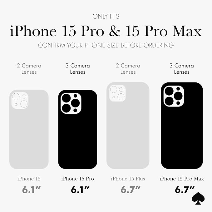 kate spade new york iPhone 15 Pro/iPhone 15 Pro Max Camera Lens Protector with Aluminum Ring - Set in Stone Nightfall