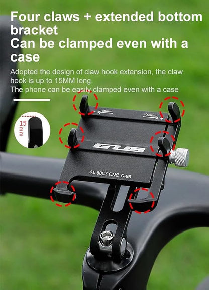 GUB G-95 Bicycle Stem Cellphone Mount Aluminum Alloy Handlebar Mobilephone Support Adjustable Bottom Bracket with Bottom Holder