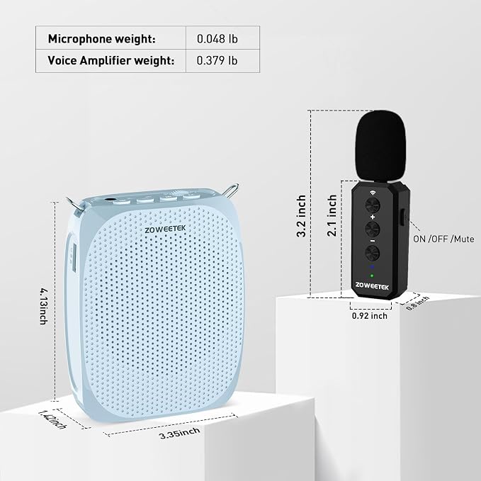 ZOWEETEK Voice Amplifier Wireless Lavalier Microphone, Teacher Microphone with Speakers, Wireless Lapel Amplifier, Mini Voice Amplifier for Teachers, Speech, Meeting, Yoga, Streaming,2025 New