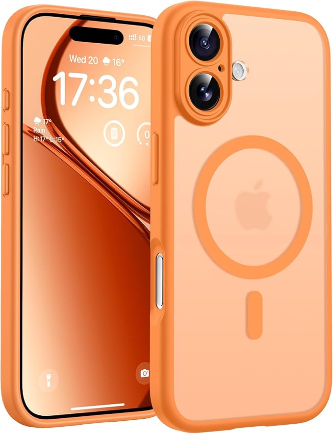 TOCOL for Phone 17 Case, Compatible with Magsafe Charger, Full Camera Protection, Drop Protection, Translucent Matte Phone Case for Phone 17 6.3 inch (Orange)