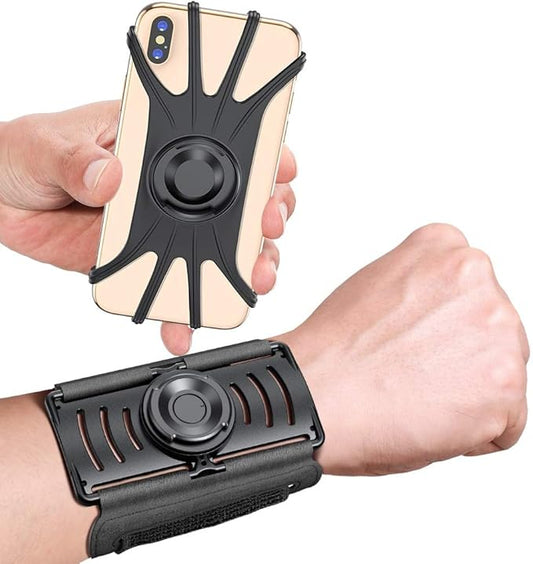 VUP Detachable Running Wrist Band 360°Rotatable for iPhone 17/16/15/14/13/Pro Max/Pro/Mini/12/11, Fits All 4-6.9 Inch Smartphones, with Key Holder,Phone Holder for Hiking Biking (Black)