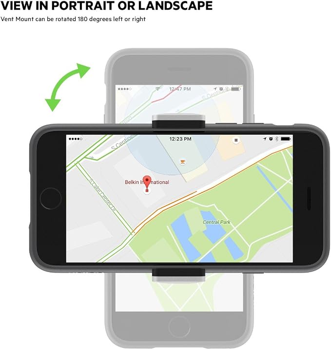 Belkin Car Vent Mount, Black and Silver, Phone Stand for iPhones, Samsungs, LGs & Most Smartphones, Adjustable to Fit 5.5-Inch Screens