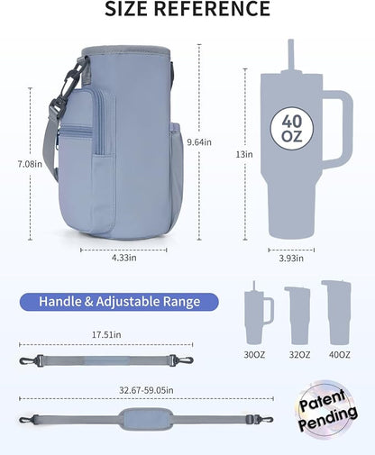 sportsnew Magnetic Gym Bag for Women Men, Water Bottle Carrier Holder with Strap & Phone Pockets for 40oz Tumbler with Handle, 4 Built-in Magnets Small Gym Bag for Sports, Workout, Fitness, Walking