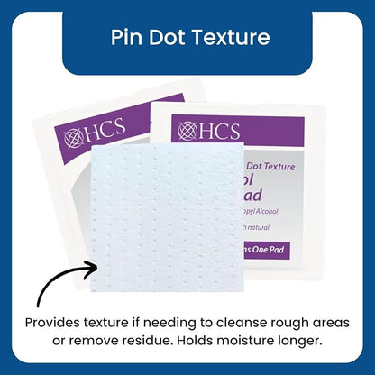 HCS Large Alcohol Prep Pads - Textured, 70% Isopropyl Alcohol Wipes, Individually Wrapped - 2 ply Sterile Skin Prep Swabs for Injections, First Aid (100/Box)