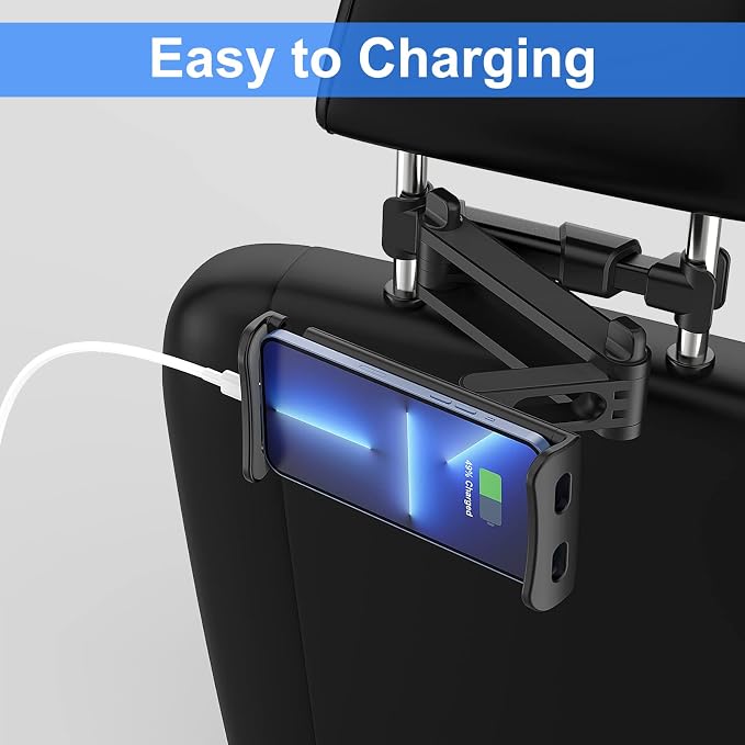Car Headrest Backseat Mount, 360° Rotating Adjustable Car Backseat Headrest Tablet/Phone Holder, Compatible for All 4"-11" Tablets, cellphones, iPhone, iPad Air Mini,Tabs.