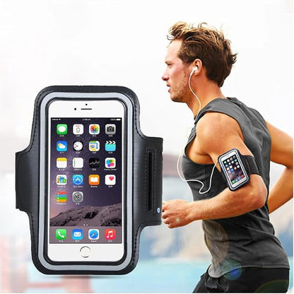 Reflective Adjustable Black Armband Case with Key Holder is Compatible with OnePlus Nord N30 5G. Fits Arms up to 12 inches Big.
