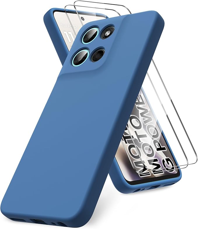 for Motorola Moto G Power (2026) Case, 2 Pack Tempered Glass Screen Protectors, Soft TPU Silicone Shockproof Gel Cover-Blue