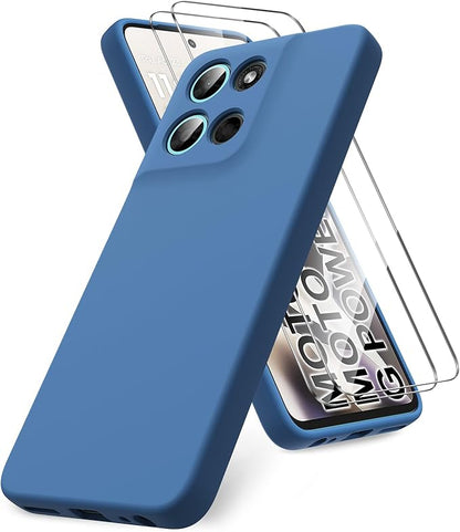 for Motorola Moto G Power (2026) Case, 2 Pack Tempered Glass Screen Protectors, Soft TPU Silicone Shockproof Gel Cover-Blue