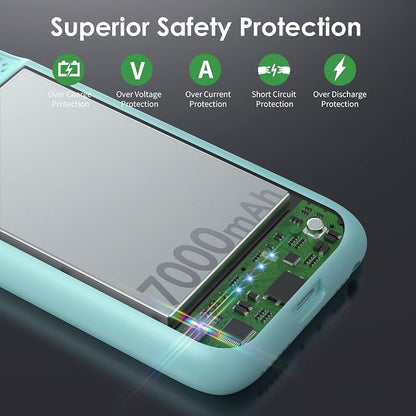 Battery Case for iPhone 8/7/6s/6/SE (2022/2020),[2025 Upgraded] 7000mAh Ultra-Slim Portable Extended Charger Cover for iPhone 8/7/6s/6/SE (2022/2020) Charging Case (4.7 Inch)-Green