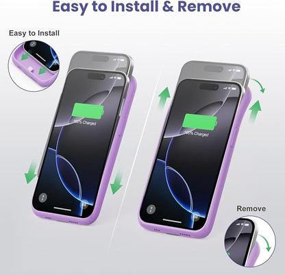 Battery Case for iPhone 16 Pro, [2025 Upgraded] 7500mAh Ultra-Slim Portable Smart Charging Case Rechargeable Protective Extended Charging Cover Only for iPhone 16Pro Battery Pack (6.3 Inch), Purple