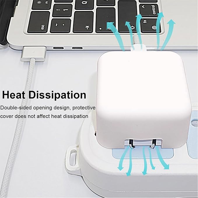 40W Dynamic (up to 60W) Soft Silicone Charger Protector Case for MacBook Air 13 13.6 15 inch M4 M3 M2 M1 Chip 2025-2018 Release, 40W Dynamic Power Adapter Sleeve Cover for iPhone 17/16 Pro/Max, White