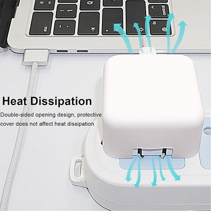 40W Dynamic (up to 60W) Soft Silicone Charger Protector Case for MacBook Air 13 13.6 15 inch M4 M3 M2 M1 Chip 2025-2018 Release, 40W Dynamic Power Adapter Sleeve Cover for iPhone 17/16 Pro/Max, White