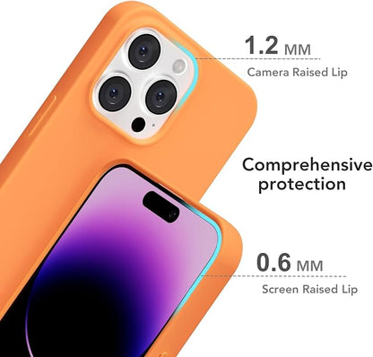 for iPhone 14 Pro Max Case Silicone Compatible with Magsafe Case, Ultra Slim Thin Magnetic Phone Cases Mag Safe, Cute Soft Rubber Gel Matte Plain Wireless Charging Cover for Women, Neon Orange