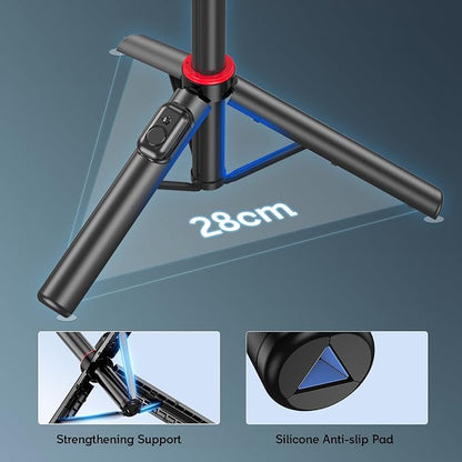 51" Cell Phone Selfie Stick Tripod, with Wireless Remote, Portable, Retractable, Aluminum Alloy, for iPhone, Samsung and Other Smartphones