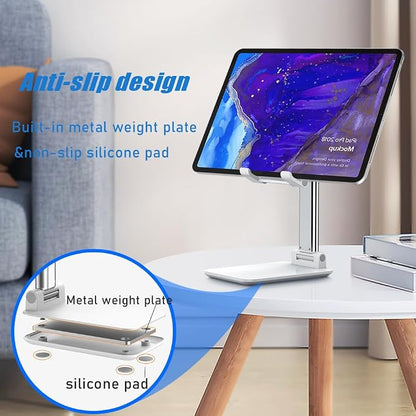 Cell Phone Stand, Angle Height Adjustable Cell Phone Holder with Silicon Pad for Desk Fully Forldable Mobile Phone Holder Compatible with All Mobile Phones, MT-6, (Green)