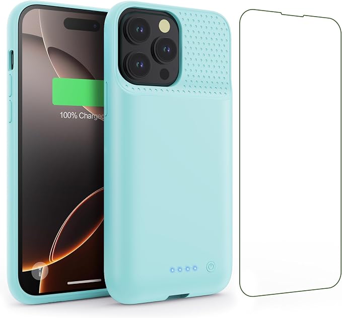 Feob Battery Case for iPhone 16 Pro Max, [2026 Upgraded] 8600mAh Slim Portable Smart Charging Case Rechargeable Protective Extended Charging Cover for iPhone 16 Pro Max (6.9 Inch)-Green