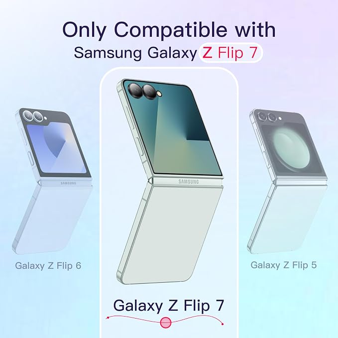 JETech Clear Case for Samsung Galaxy Z Flip 7, Clear | Crystal Clear Back, Hard PC Construction, Slim Fit, Shockproof Protection
