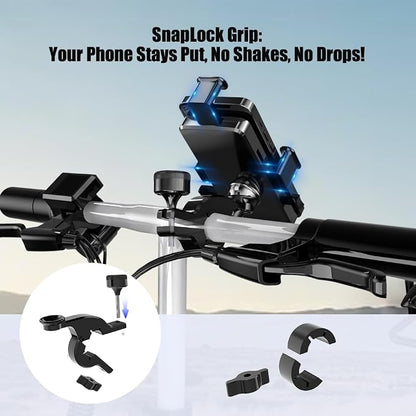 Anti-Theft Ebike Cell Phone Bike Mount,iPhone Bike Mount with Hidden Airtag,Road Bike Cellphone Mount for Scooter&Stroller,Bicycle Phone Holder for Bike Handlebar(C018)