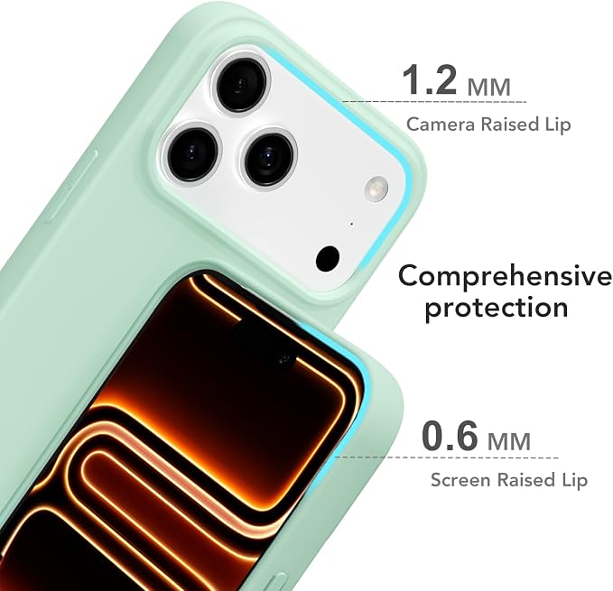 for iPhone 17 Pro Max Case Silicone Compatible with Magsafe Case, Ultra Slim Thin Magnetic Phone Cases Mag Safe, Cute Soft Rubber Gel Matte Plain Wireless Charging Cover for Women, Mint Green