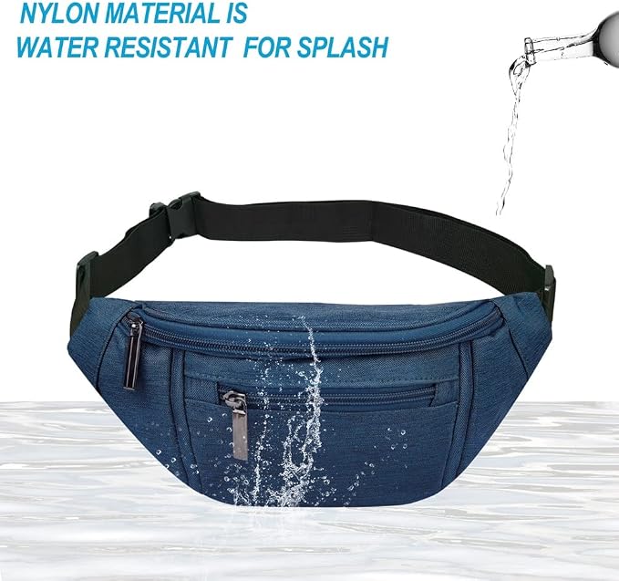 Fanny Pack for Men Women,Crossbody Waist Bag Pack,Belt Bag for Travel Walking Running Hiking Cycling,Easy Carry Any Phone,Wallet (Dark blue)