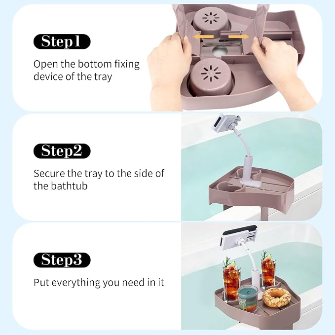 Hot Tub Table Tray with Adjustable Phone Holder, Inflatable Hot Tub Accessories with 2 Drink Holders, Fits Outdoor Inflatable Spa/Pool, Idea Gifts for Women and Parents