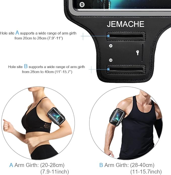Galaxy S10 S9 S8 Armband, JEMACHE Gym Running Exercises Workouts Phone Arm Band for Samsung Galaxy S10/S9/S8/S7 Edge (Black)