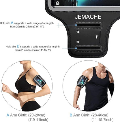 Galaxy S10 S9 S8 Armband, JEMACHE Gym Running Exercises Workouts Phone Arm Band for Samsung Galaxy S10/S9/S8/S7 Edge (Black)