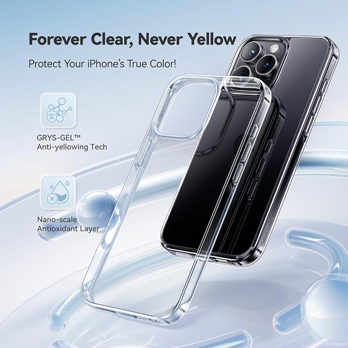 CASEKOO for iPhone 16 Pro Case Crystal Clear, [Never Yellow Technology] [12FT Military-Grade Protection] Transparent Slim Cover Women Men Phone 16 Pro Case 6.3 inch, Clear