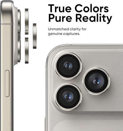 FLOLAB NanoArmour Anti-Reflective for iPhone 17 Pro Max/iPhone 17 Pro Camera Lens Protector - Durable Tempered Glass with Aluminum Ring, TruColors, Ultra Clear, Easy Install - Grey