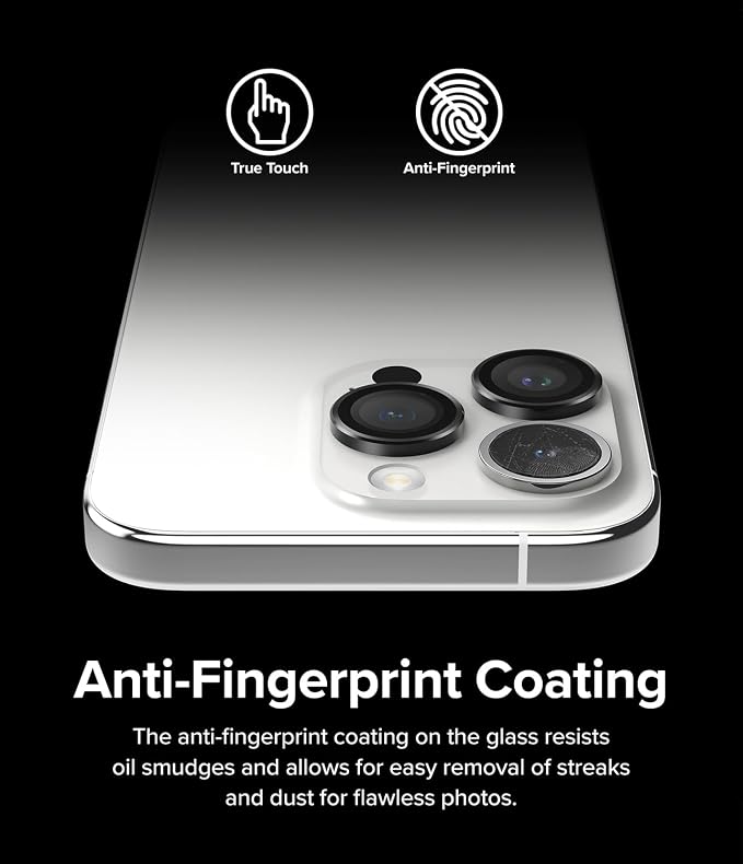 Ringke Camera Lens Frame Glass [Individual Lens Covers] Compatible with iPhone 15 Pro Camera Lens Protector, Tempered Glass Covers and Aluminum Alloy Frames - Black