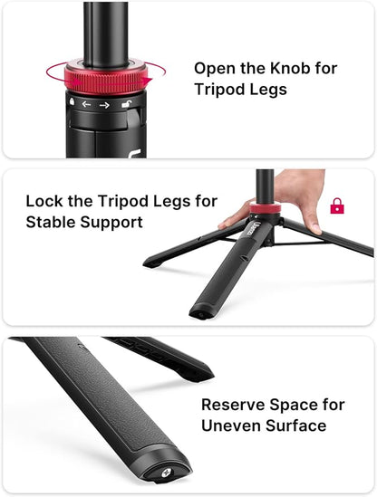 57in Extendable Selfie Tripod for Action Cameras - ULANZI Go Quick II Long Action Camera Stick Tripod Quick Release Adapter Vlog Handle Grip for GoPro Hero Series