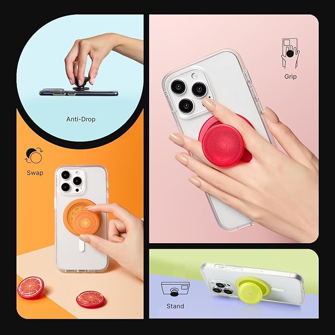 PopSockets Phone Grip for MagSafe, Magnetic Holder, Phone Stand, Green - Iridescent Turq
