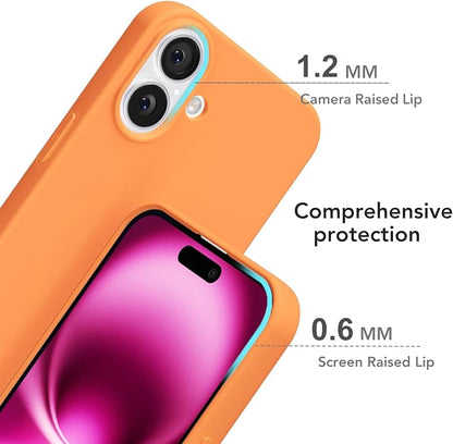 for iPhone 16 Plus Case Silicone Compatible with Magsafe Case, Ultra Slim Thin Magnetic Phone Cases Mag Safe, Cute Soft Rubber Gel TPU Matte Plain Wireless Charging Cover for Women, Neon Orange