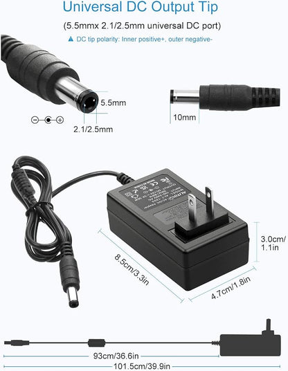 ALITOVE 12V DC Power Supply 12 Volt 3A 36W Power Adapter 100~240V AC to DC 12V Converter 3Amp 2.5A 2A AC/DC Adapter Transformer with 5.5mmx2.5mm Plug for LED Light DVR NVR Cameras BT Speaker,5-Pack
