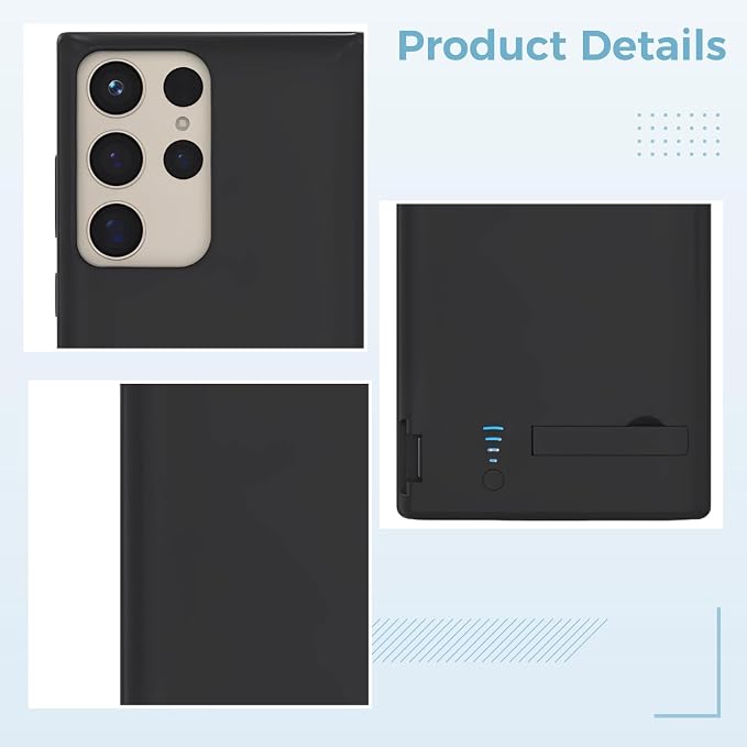 Power Bank Case for S25/S24, 5000Mah with Built-in Kickstand, Led Indicator, Slim Protective Design