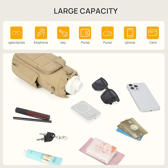 Telena Water Bottle Holder with Strap RFID Crossbody Bags for Women for Walking, Hiking, Cycling