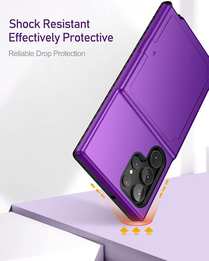 WeLoveCase for Samsung Galaxy S22 Ultra Wallet Case with Credit Card Holder & Hidden Mirror, All-Round Protection Shockproof Phone Cover Designed for Samsung Galaxy S22 Ultra, 6.8 Inch Purple