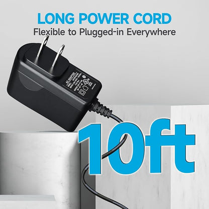 UL Listed 12V 1A Power Supply Adapter with 10ft Long Cord, 12V 1000mA 12W AC Adapter Charger Replacement for LED Strip Light Keyboard BT Speaker Router CCTV Camera Webcam DVR NVR and More