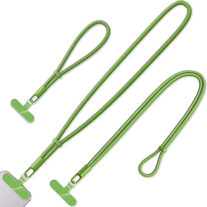 KITANIS 3 Pack Phone Lanyard,1×Phone crossbody strap,1×Phone Neck Strap,1×Wrist Strap,3×Tether Tabs,Universal Cell Phone Multifuctional Patch Polyester Lanyards(Green)