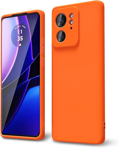 oakxco for Motorola Moto Edge 2023 Phone Case Liquid Silicone, Thin Slim Soft Rubber Gel TPU Plain Protective Simple Cover for Women Girl Cute, Matte Solid Color Aesthetic, Orange