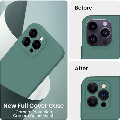 FireNova Designed for iPhone 14 Pro Case, Silicone Upgraded [Camera Protection] Phone Case, Soft Anti-Scratch Microfiber Lining Inside, 6.1 inch, Midnight Green