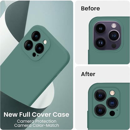 FireNova Designed for iPhone 14 Pro Max Case, Silicone Upgraded [Camera Protection] Case, Soft Anti-Scratch Microfiber Lining Inside, 6.7 inch, Midnight Green
