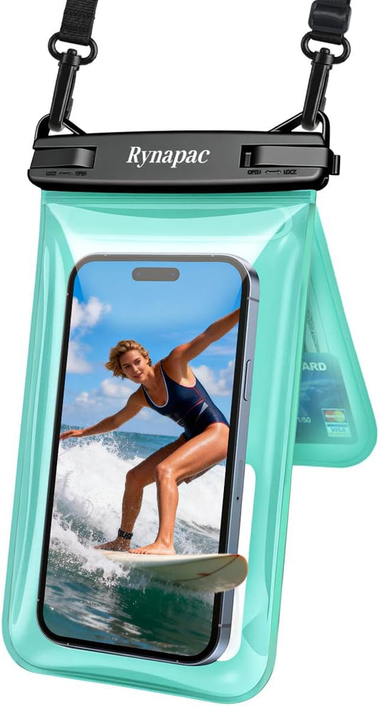 Rynapac IPX8 Waterproof Phone Pouch Floating, [Up to 8.5''] Double Space Waterproof Phone Case with Lanyard for iPhone 17 16 15 Pro Max, Cell Phone Dry Bag for Beach Travel Cruise Ship Essentials
