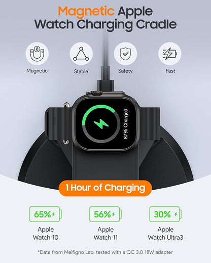 3 in 1 Magnetic Charging Station for Apple Devices, 15W Fast Wireless Charger Compatible with MagSafe Charging Stand Dock for iPhone 17 16 15 14 13 12, Watch Charger Stand for Apple Watch & Earbuds