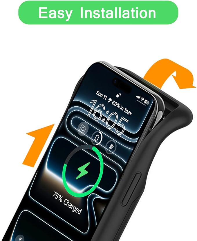 Wireless Charging Case for iPhone 17 Pro,10000mAh High Capacity Portable Rechargeable Extended Battery Case Qi Wireless Charging with iPhone 17 Pro (6.3 inch) Extended Battery Charger Case (Black)